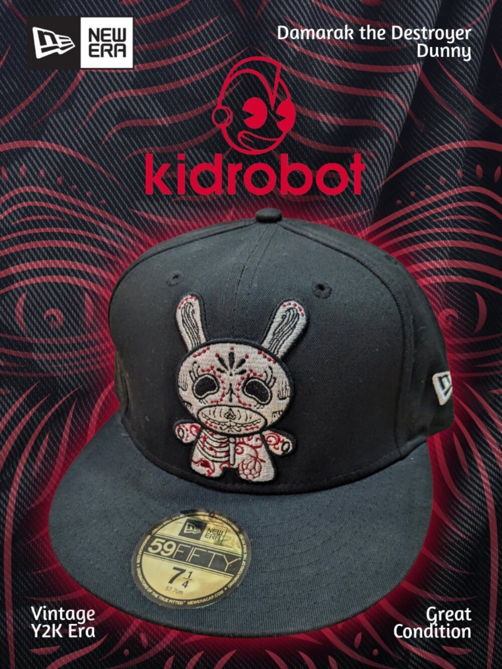 NEW ERA 59Fifty x kidrobot Dunny Damarak the Destroyer Fitted Hat SIZE 7 1/4